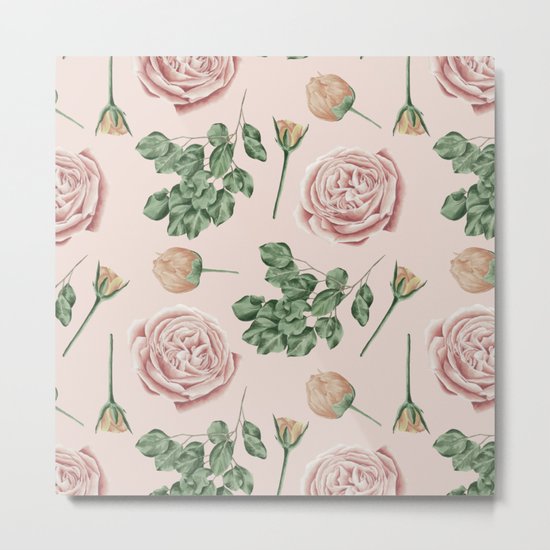 Flower Shop Roses on Blush Pink Metal Print