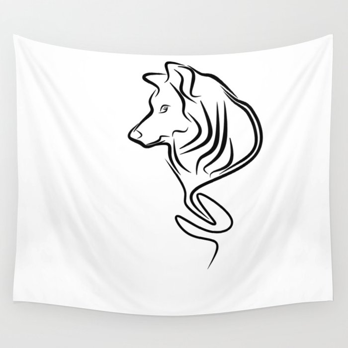 Wolf Head Outline Wall Tapestry By Norcalprint Society6
