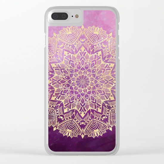 Gold mandala on maroon ink Clear iPhone Case
