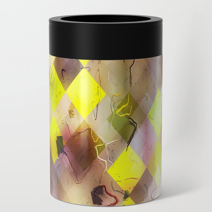 geometric pixel square pattern abstract background in yellow brown Can Cooler