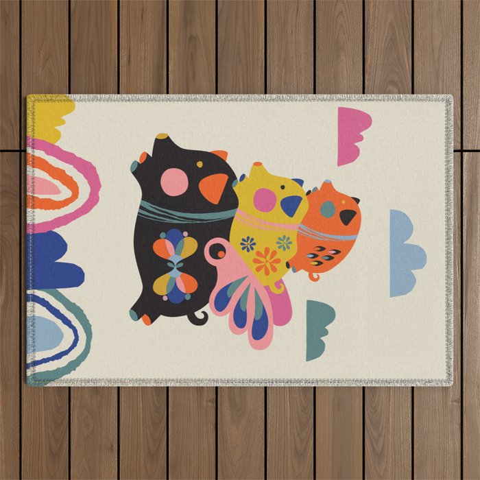 Flying pigs Outdoor Rug