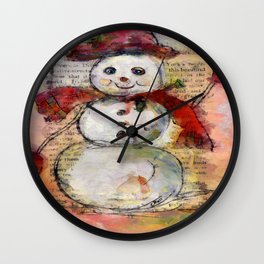 Snowman with Red Hat Wall Clock