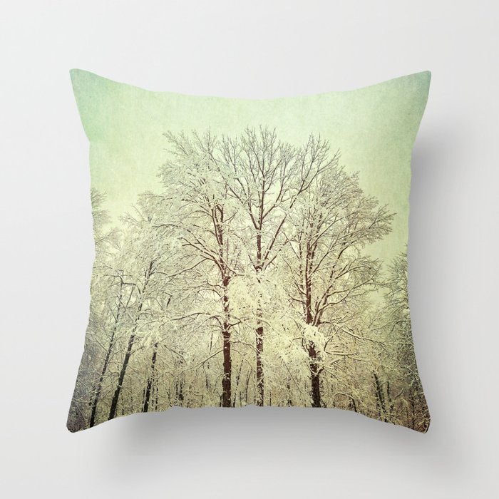 Snowy Dreamy Trees 1 Throw Pillow