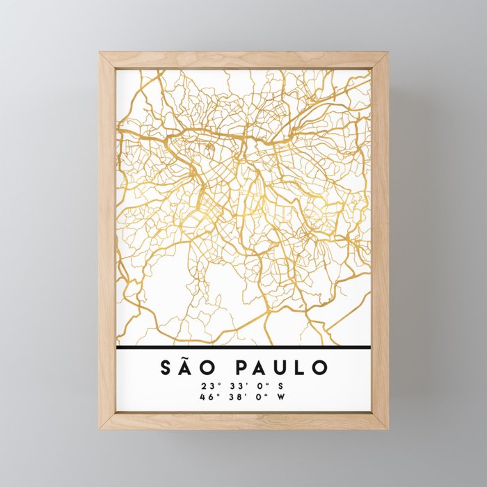 SAO PAULO CITY STREET MAP ART Framed Mini Art Print