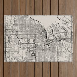 Tacoma, USA - City Map in Black and White - Aesthetic Outdoor Rug