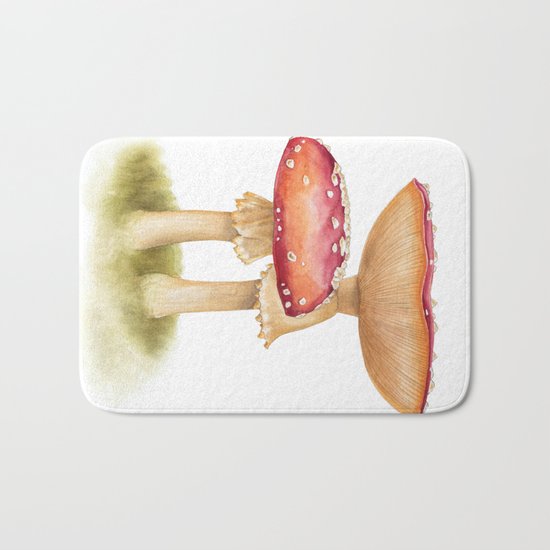 Mushroom - Fly Agaric - AMANITA MUSCARIA By Magda Opoka Bath Mat