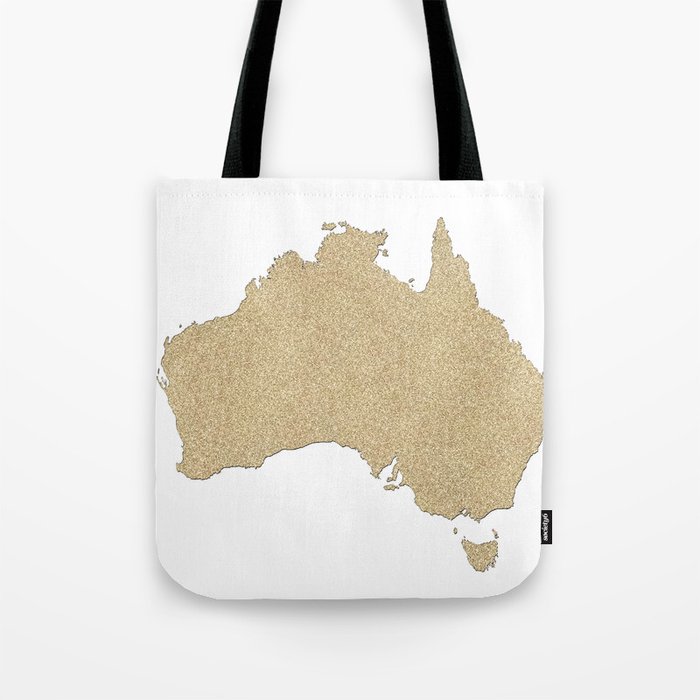 Map of Australia in gold glitter Tote Bag