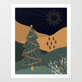 Holy Night - Mid Century  - Christmas Art Print