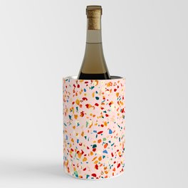 Blush Terrazzo | Pink Eclectic Speckles | Abstract Confetti Painting | Chic Bohemian Illustration Wine Chiller