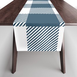 Navy Blue Buffalo Plaid Pattern Checkered Flannel Farmhouse Country Rustic Gingham Tartan Table Runner