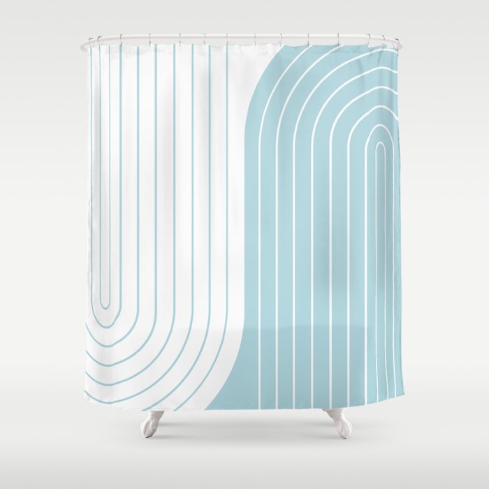 Two Tone Line Curvature XV - Sky Blue Shower Curtain