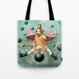 Baron Munchausen Rides a Cannonball Tote Bag