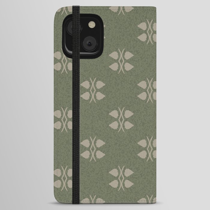 Green minimalist retro pattern  iPhone Wallet Case
