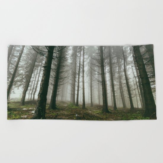 Follow me into the woods Beach Towel