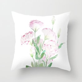 pink eustoma flowers watercolor  Throw Pillow