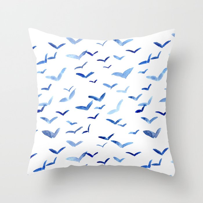 Sicilian birds - watercolor seagulls Throw Pillow