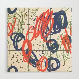 Modern Doodle Abstract Pattern Wood Wall Art