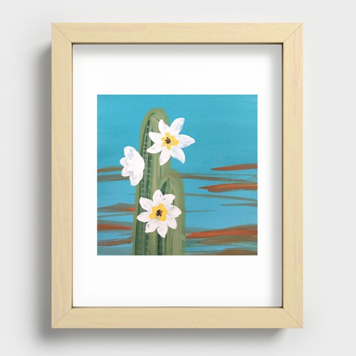 Simple Cactus Flowers Recessed Framed Print