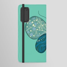 Butterfly Pattern Design Turquoise Floral Illustration  Android Wallet Case