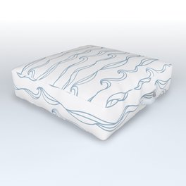 Ocean Waves on White Outdoor Floor Cushion