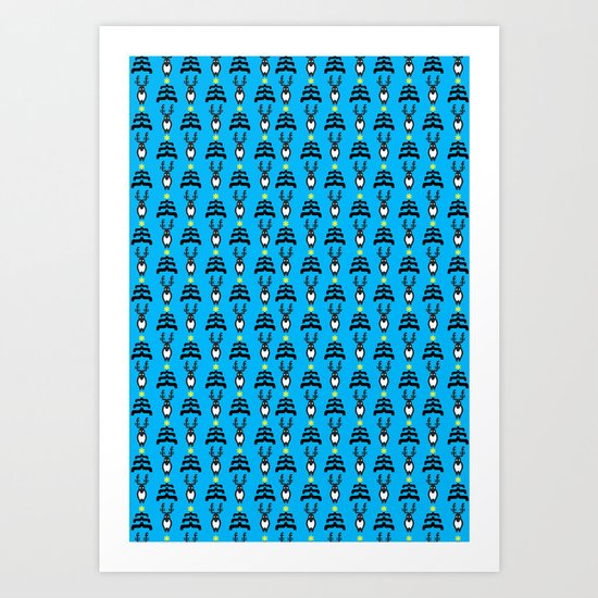 deers n' trees christmas pattern V.2 Art Print
