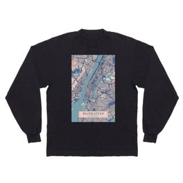 Manhattan vintage city map Long Sleeve T-shirt