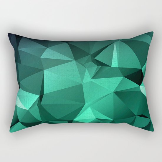 Polygonal geometric triangles pattern . Green , purple and turquoise Rectangular Pillow