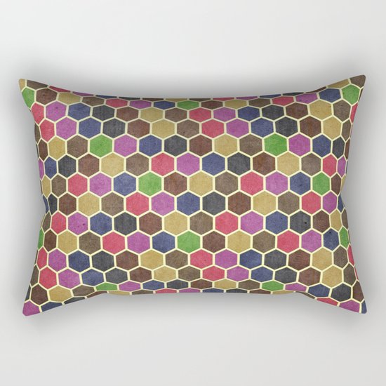 Colorful Seamless Hexagon Geometric Pattern Rectangular Pillow