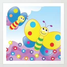 Butterfies Art Print | Digital, Children, Illustration, Animal 