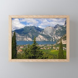 Amazing view of Riva del Garda village on Garda Lake, Trentino Framed Mini Art Print