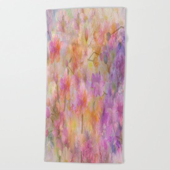 Sophisticated Painterly Floral Abstract Beach Towel