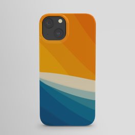 Abstract colorful landscape with wavy sea and sun iPhone Case