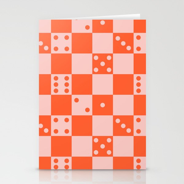 Checkered Dice Pattern (Creamy Pink & Sweet Orange Color Palette) Stationery Cards