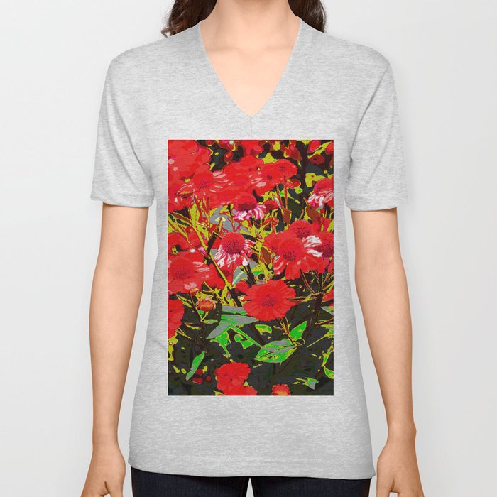 Red flowers garden V Neck T Shirt