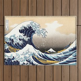 Title: The Great Wave off Kanagawa - Author: Katsushika Hokusai (Japan, 1760-1849) - Date: 1831 - Style: Ukiyo-e - Series: Thirty-six views of Mount Fuji - Genre: marina - Original media: Woodcut - Digitally Enhanced Version (1000 dpi) - Outdoor Rug