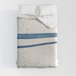 Parallel Universe [horizontal]: a pretty, minimal, abstract piece in lines of vibrant blue and white Duvet Cover