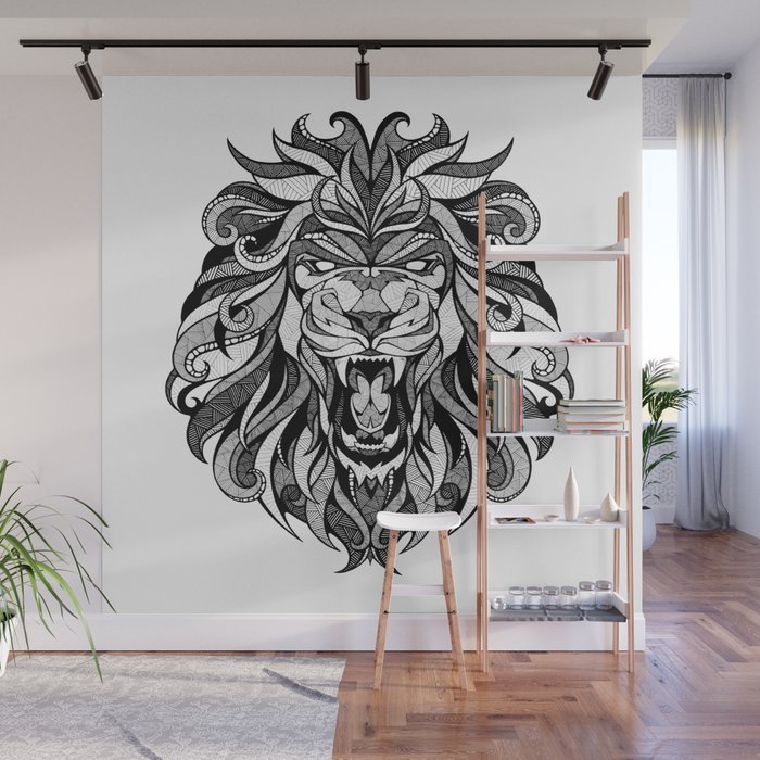 Angry Lion Drawing Wall Mural By Designerpreis Society6