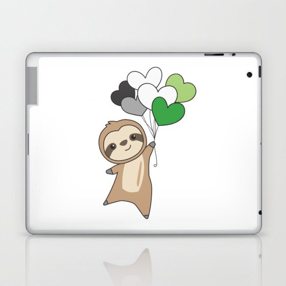 Aromantic Flag Gay Pride Lgbtq Hearts Sloth Laptop & iPad Skin