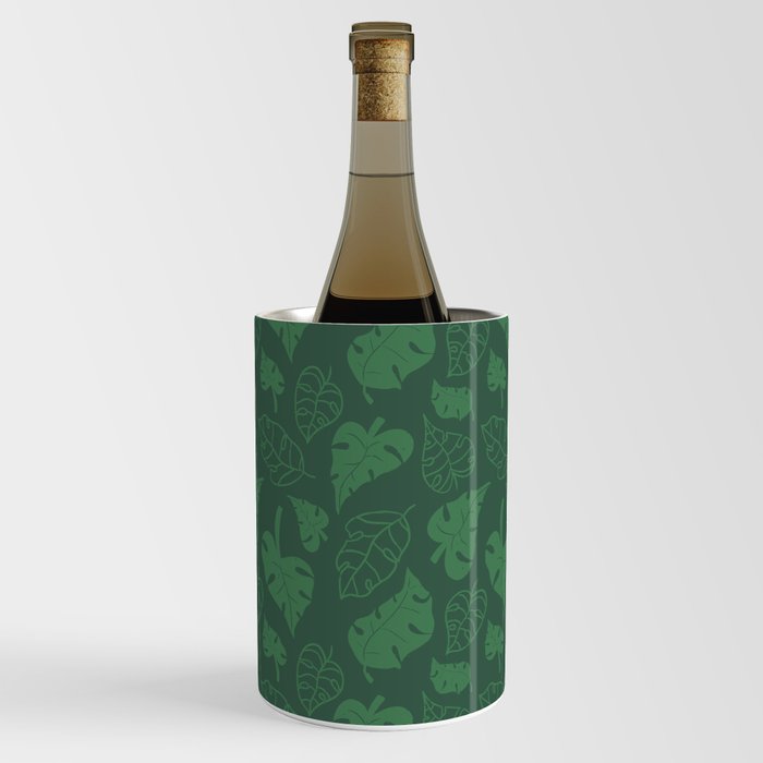 Tropical Leaves Pattern - Green Wine Chiller