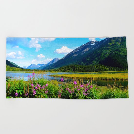 God's Country - Summer in Alaska Beach Towel
