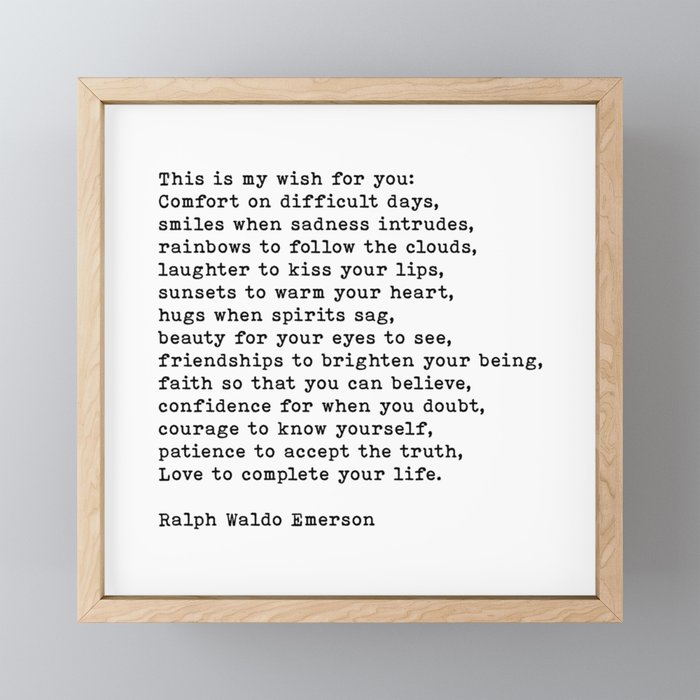 This Is My Wish For You, Ralph Waldo Emerson Quote Framed Mini Art Print