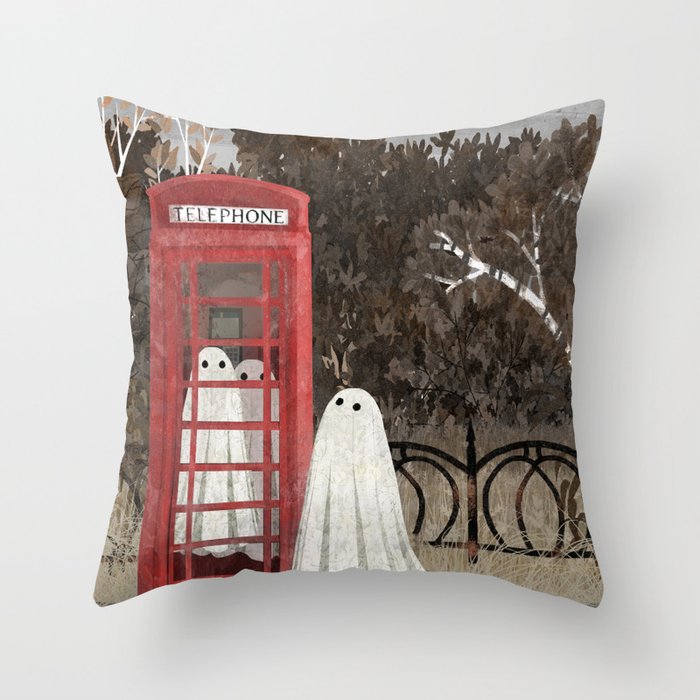 There Are Ghosts in the Phone Box Again... Throw Pillow