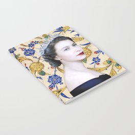Queen Elizabeth II with Vintage Gold Floral Tapestry Notebook