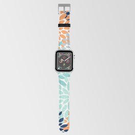 Floral Blooms, Navy, Orange, Teal, Gray Apple Watch Band