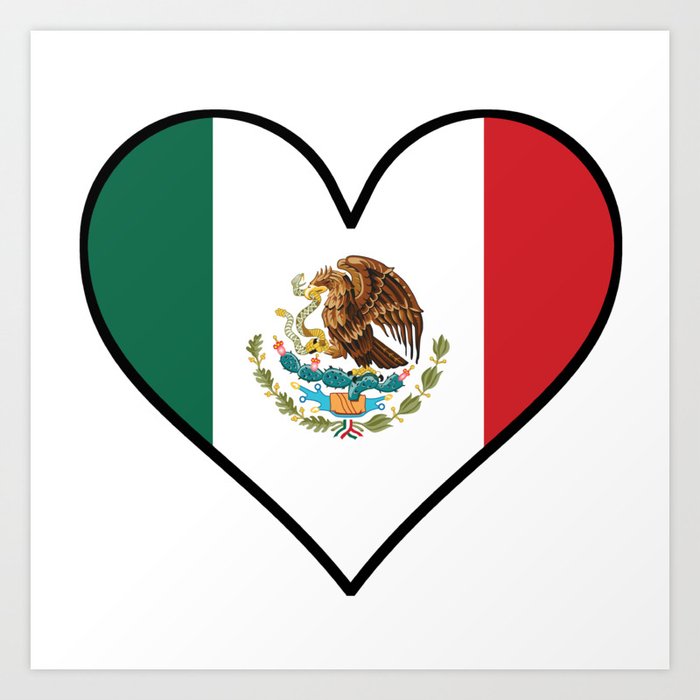 Mexican Flag Heart Art Print by AwesomeArt