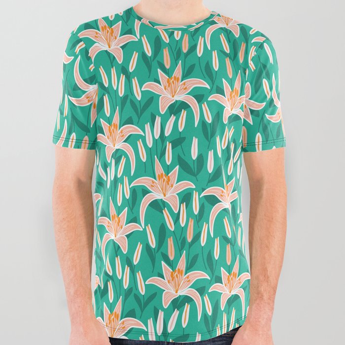 Lily Flower Garden All Over Graphic Tee