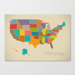 Modern Map - United States of America USA Canvas Print
