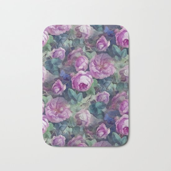 Floral pink roses pattern Bath Mat