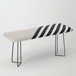 Geometric Art Color Block and Stripes in Ivory, Black and White Bench