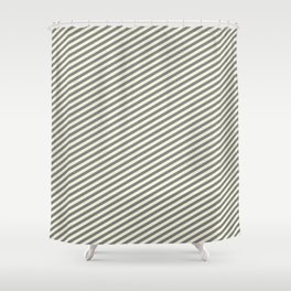 [ Thumbnail: Grey & Beige Colored Stripes/Lines Pattern Shower Curtain ]
